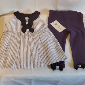 ABS Allen Schwartz Kids Navy and White Striped Dress